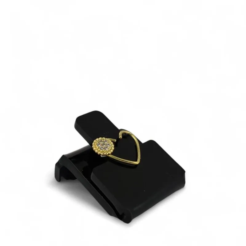 PIERCING ARGOLA CORAÇÃO COM BOLINHA CRAVEJADA ZIRCONIA LADO DIREITO- BANHADO A OURO 18K