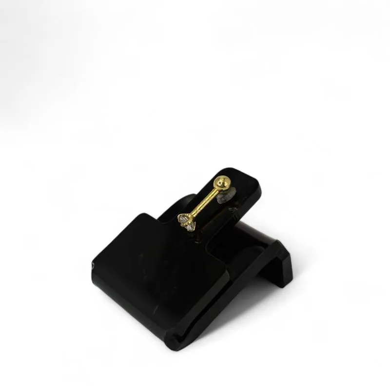 PIERCING PINO PONTO DE LUZ ZIRCONIA FRONTAL COM TARRACHA BOLINHA 6MM -  BANHADO OURO 18K