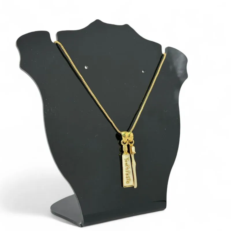 CORRENTE PROFISSÃO ODONTOLOGIA ESCOVA E PASTA- BANHADO A OURO 18K