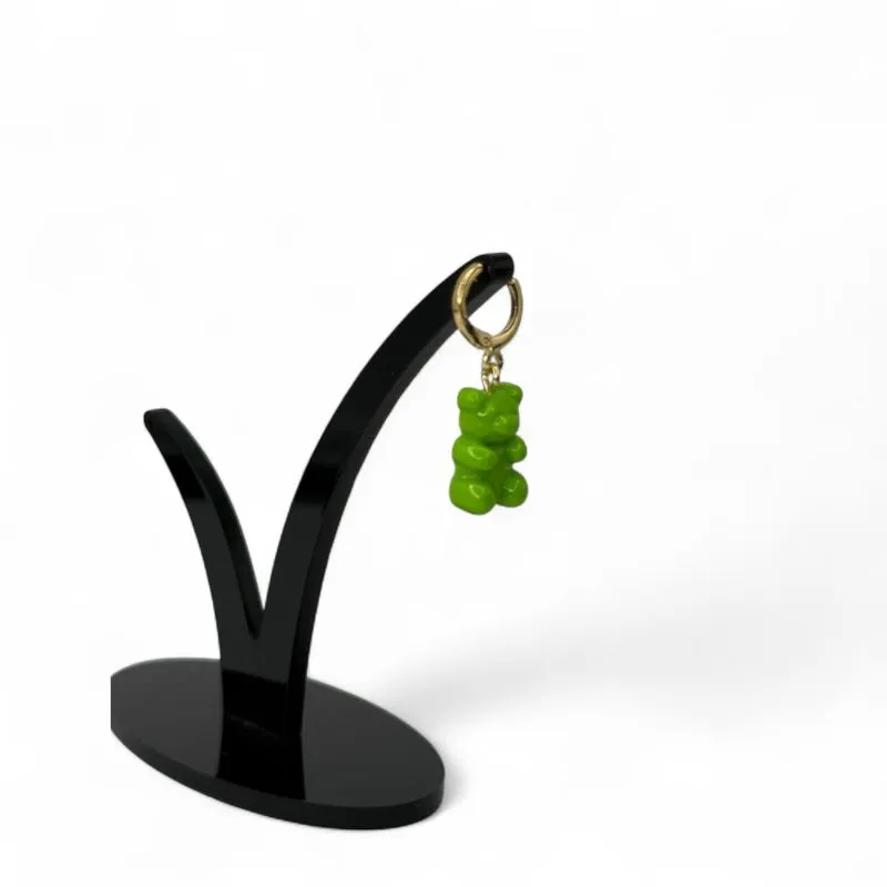 PINGENTE URSINHO TED VERDE LIMÃO NEON CINTILANTE- BANHADO A OURO 18K