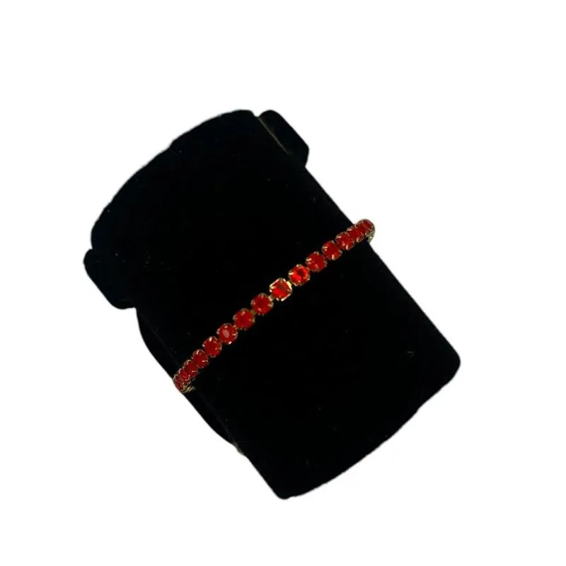 PULSEIRA GRAVATINHA REGULÁVEL RIVIERAA ZIRCONIA LARANJA -  BANHADO A OURO 18K