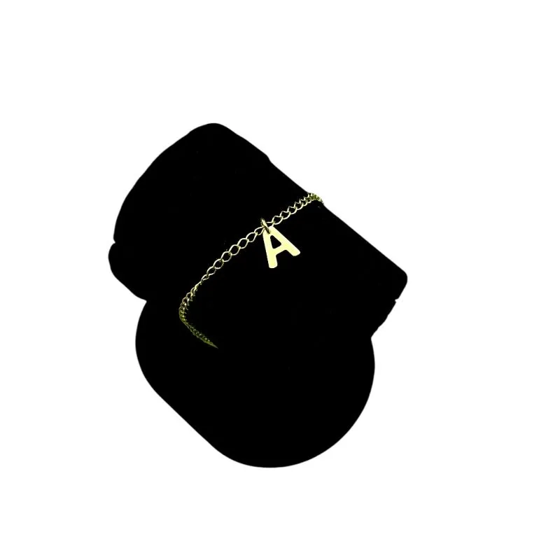 PULSEIRA GRUMET FINO COM INCIAL A- BANHADO A OURO 18K