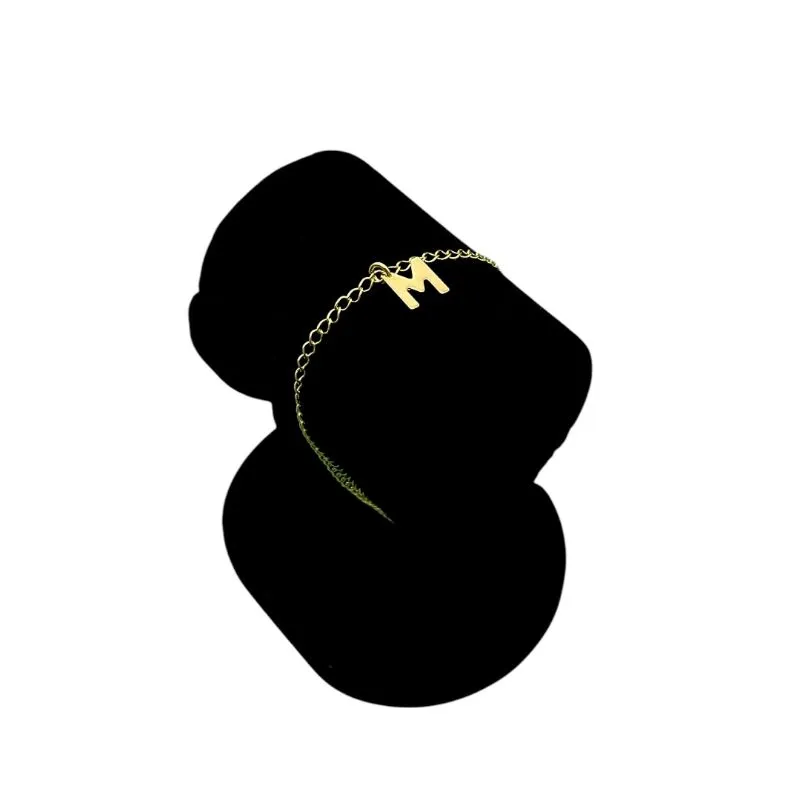 PULSEIRA GRUMET FINO COM INCIAL M- BANHADO A OURO 18K