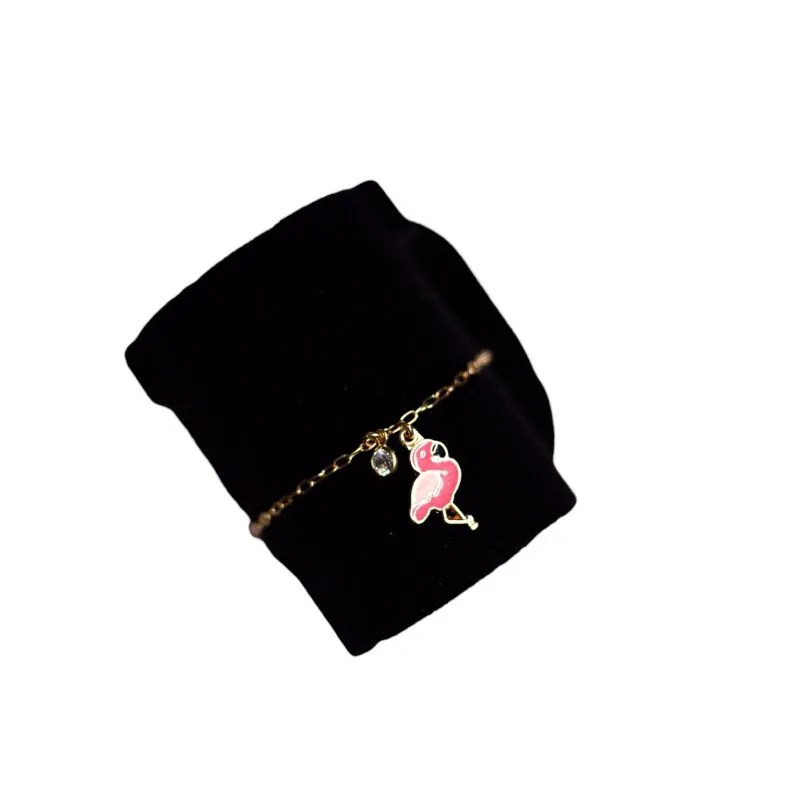 PULSEIRA INFANTIL FLAMINGO PINK  - BANHADO A OURO 18K,