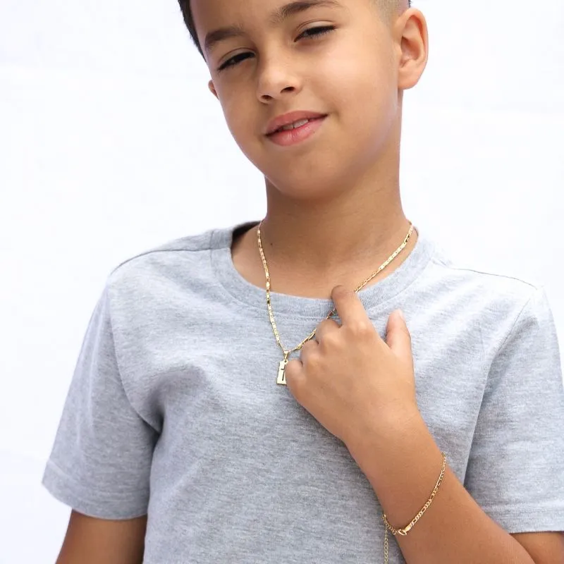 PULSEIRA INFANTIL MASCULINA 3X1 FINA FECHO MOSQUETÃO - BANHADO A OURO 18K