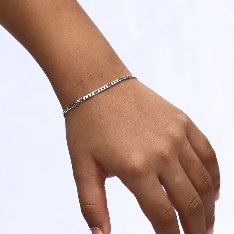 PULSEIRA INFANTIL MASCULINA 3X1 MÉDIA FECHO MOSQUETÃO - BANHADO A RÓDIO BRANCO