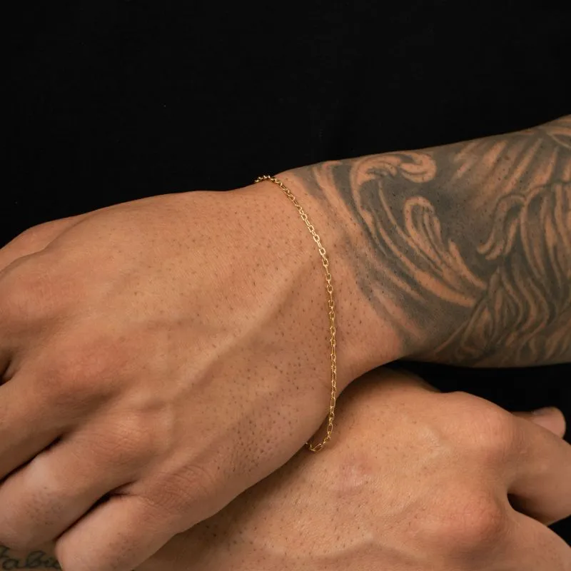 PULSEIRA MASCULINA 3X1 CARTHIE CADIADINHO FINO 20CM- BANHADO A OURO 18K