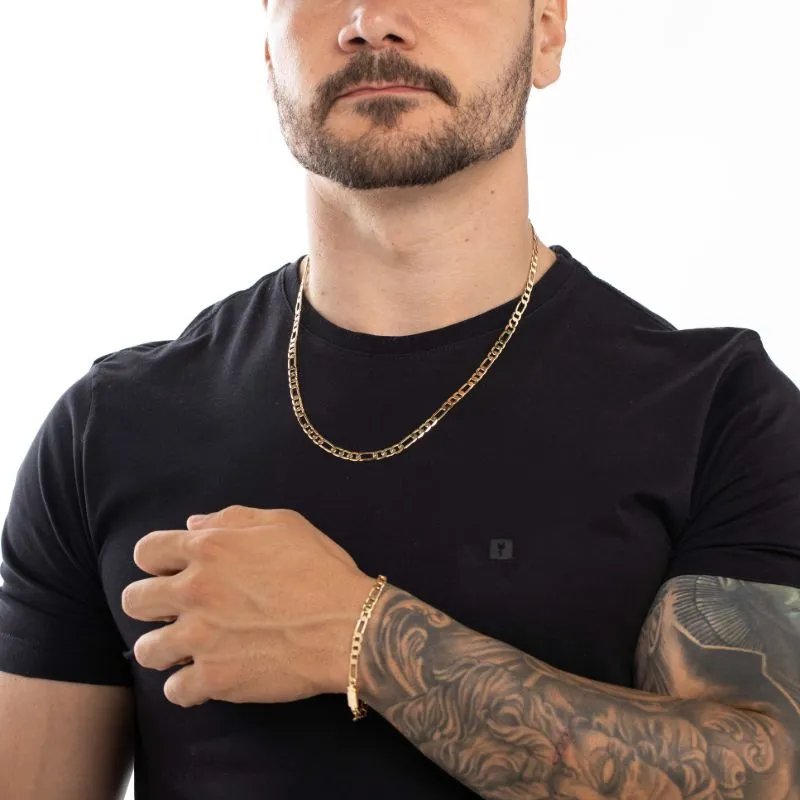 PULSEIRA MASCULINA 3X1 LARGO E PEQUENO MÉDIO COM FECHO GAVETA   - BANHADO A OURO 18K