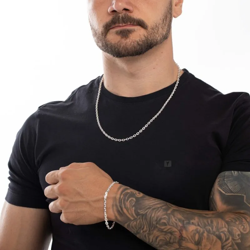 PULSEIRA MASCULINA CARTHIE CADIADINHO COM FECHO GAVETA   - BANHADO A PRATA 925