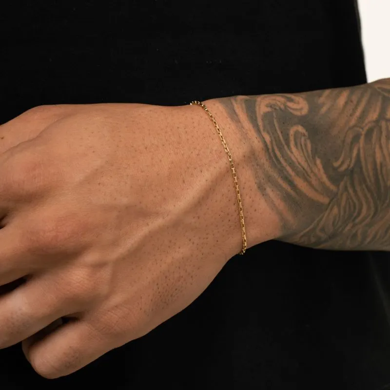 PULSEIRA MASCULINA CARTHIE FINA TRABALHADA 18CM- BANHADO A OURO 18K