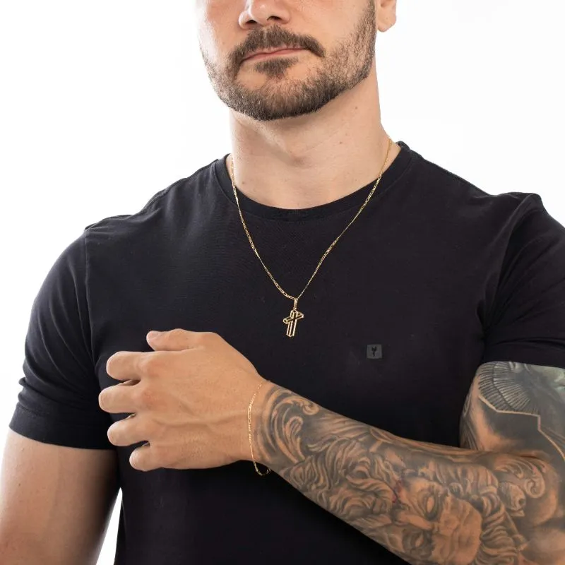 PULSEIRA MASCULINA EXTRA FINA 3X1 ELO LARGO E PEQUENO COM FECHO GAVETA  0.80MM - BANHADO A OURO 18K