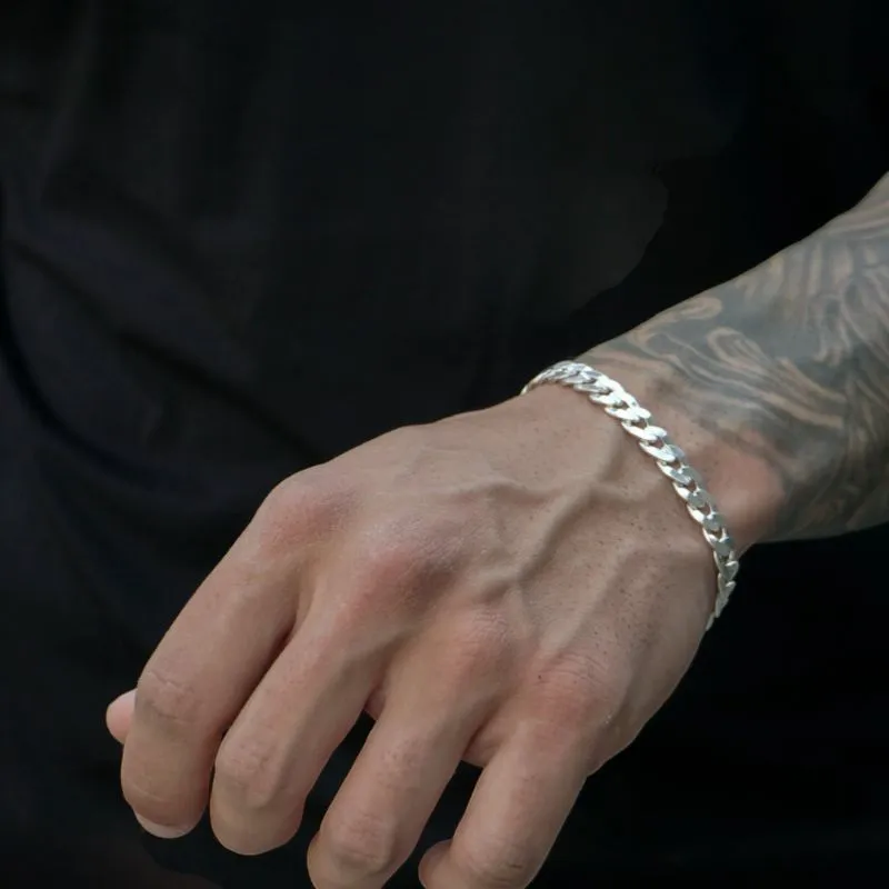 PULSEIRA MASCULINA GRUMET MÉDIA COM FECHO GAVETA 10MM - BANHADO A PRATA 925