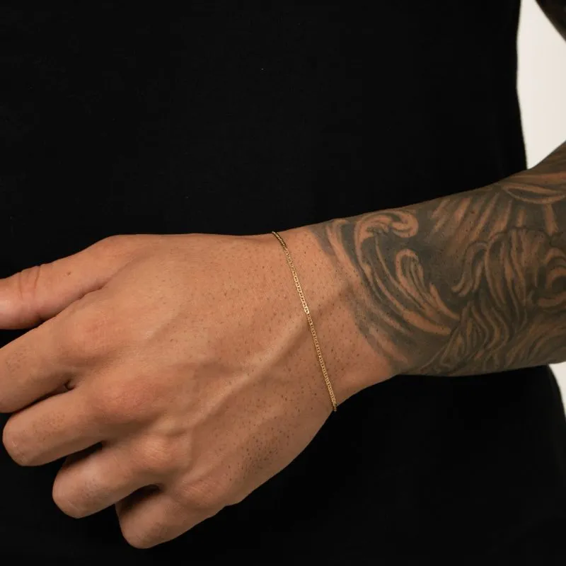 PULSEIRA MASCULINA TRAVESSINHA DIAMANTADA FINO 18CM- BANHADA A OURO 18K