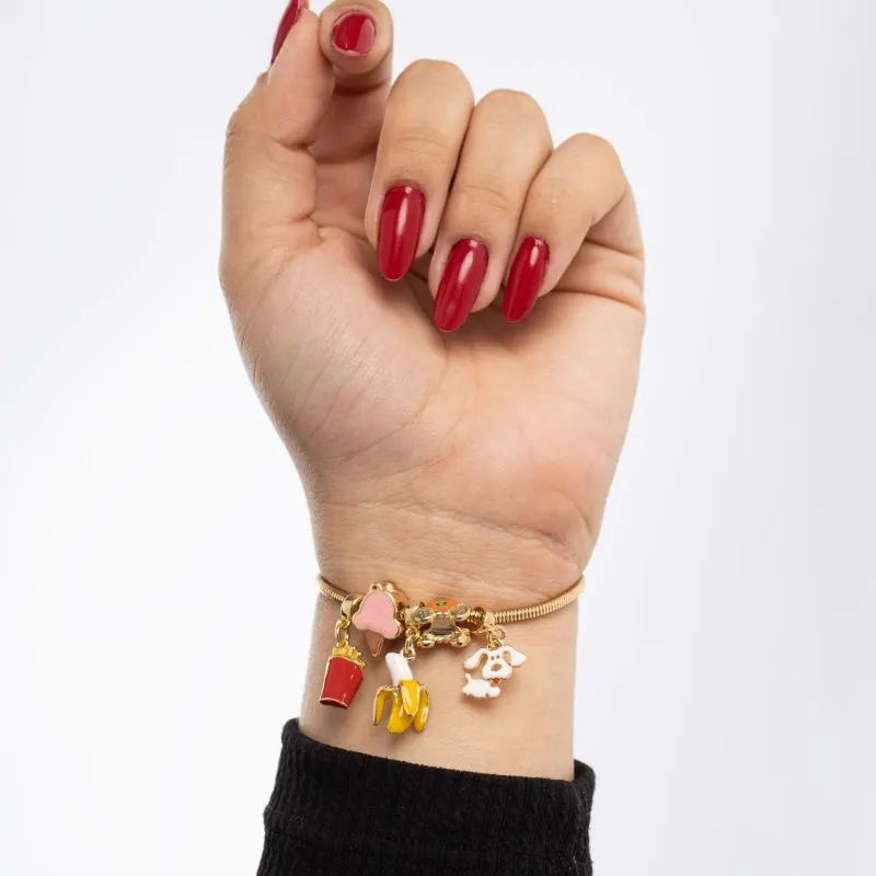 PULSEIRA PARA BERLOQUE FECHO CORAÇÃO LISO 16CM- BANHADO A OURO 18K