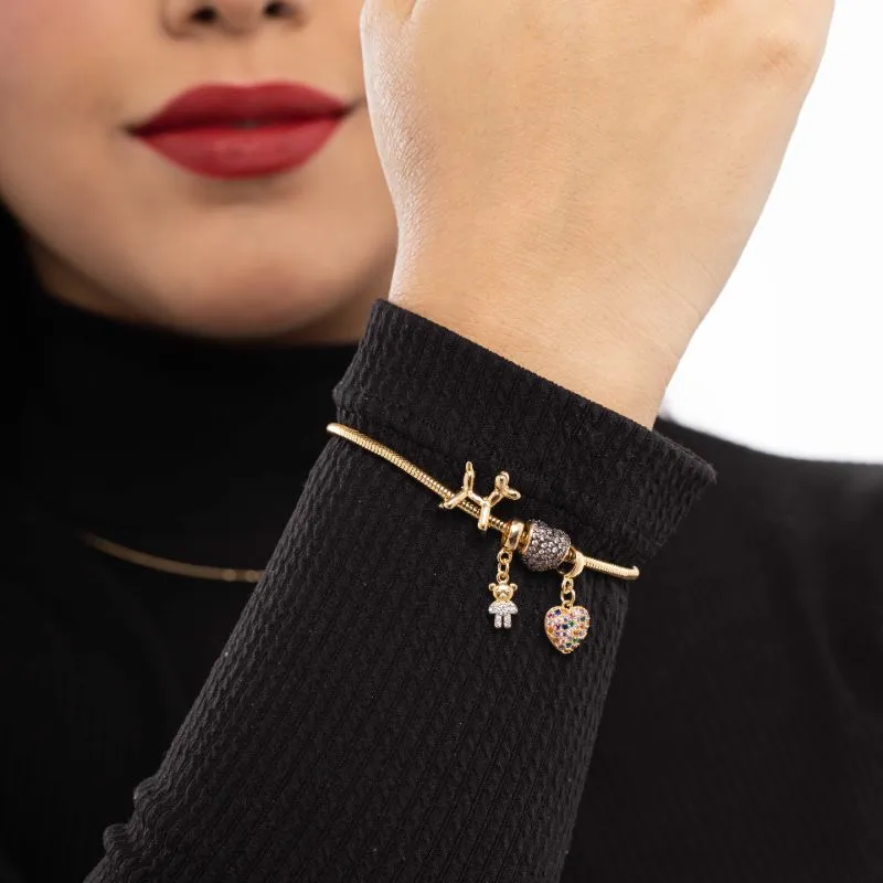 PULSEIRA PARA BERLOQUE FECHO QUADRADO LISO 19CM- BANHADO A OURO 18K