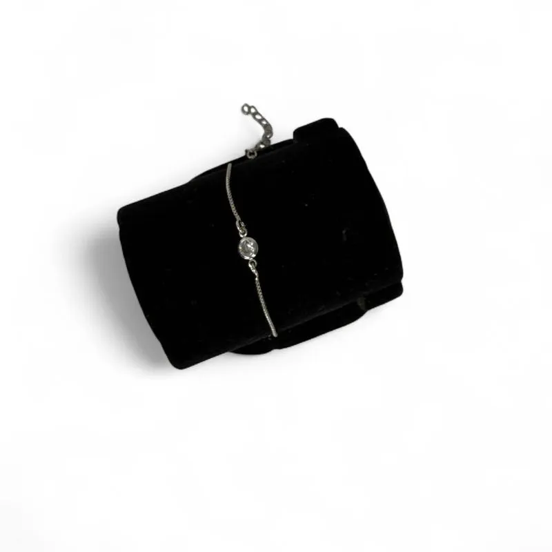 PULSEIRA VENEZIANA COM  PONTO DE LUZ CRISTAL - BANHADO A RÓDIO BRANCO