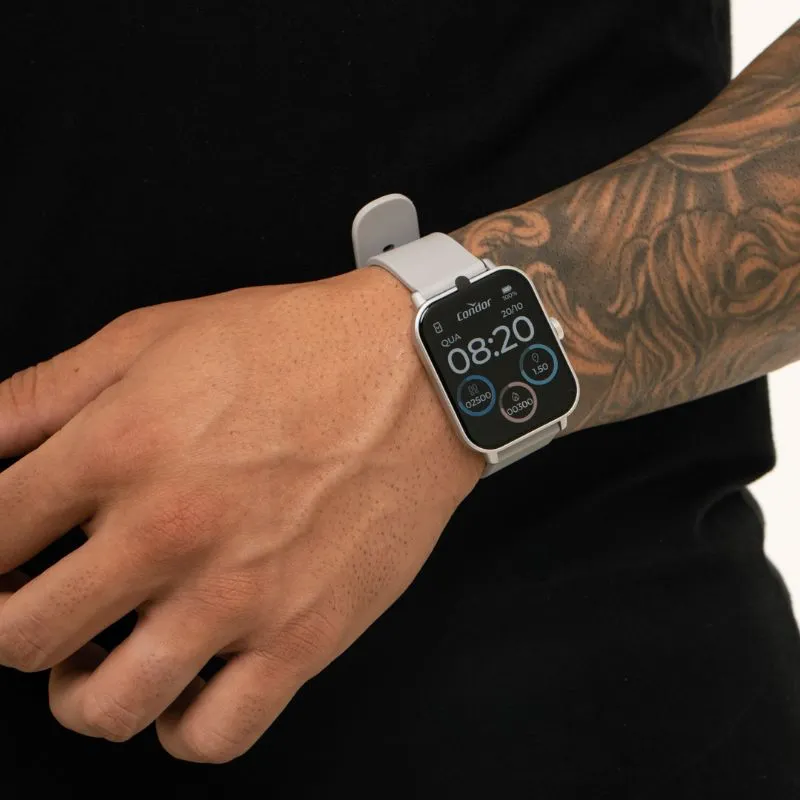 RÉLOGIO SMART WATCH CONDOR PRATA COM PULSEIRA CINZA