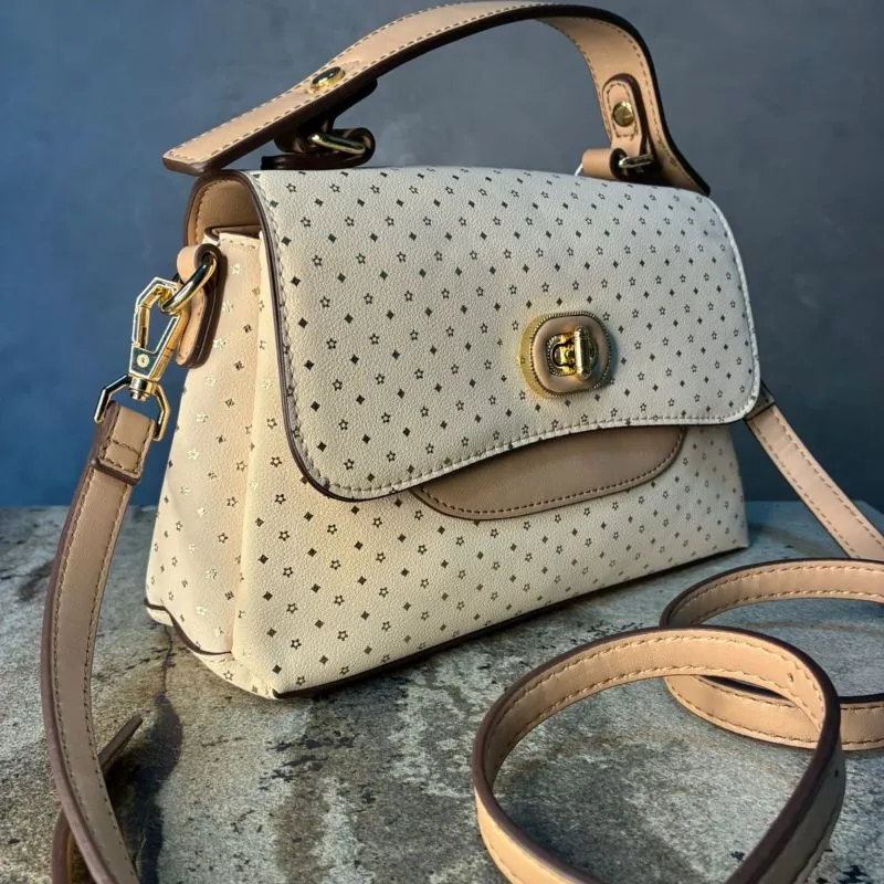 BOLSA BEGE ESTRELINHA DOURADA + ALÇA REMOVIVEL CHENSON