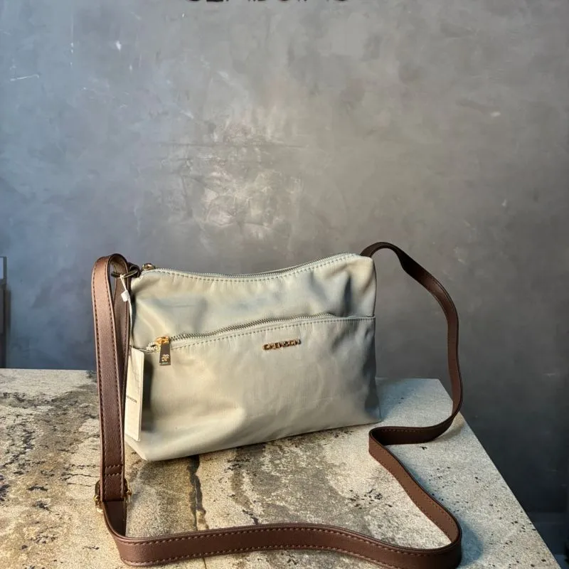 BOLSA CINZA COM MARROM LISA POLIURETANO CHENSON