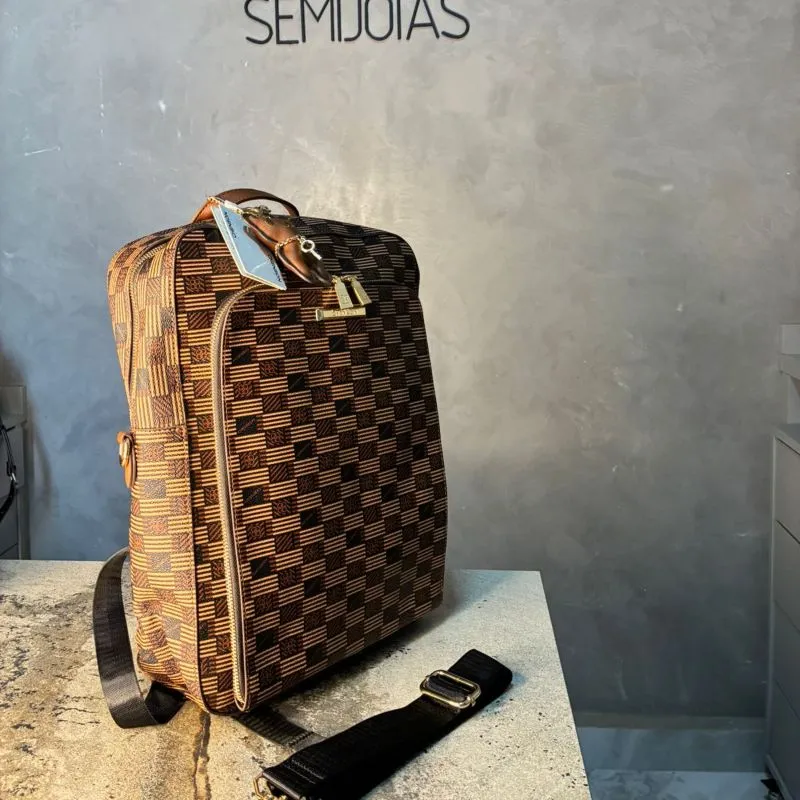 BOLSA MOCHILA QUADRICULADO COM + CHAVEIRO URSINHO CHENSON