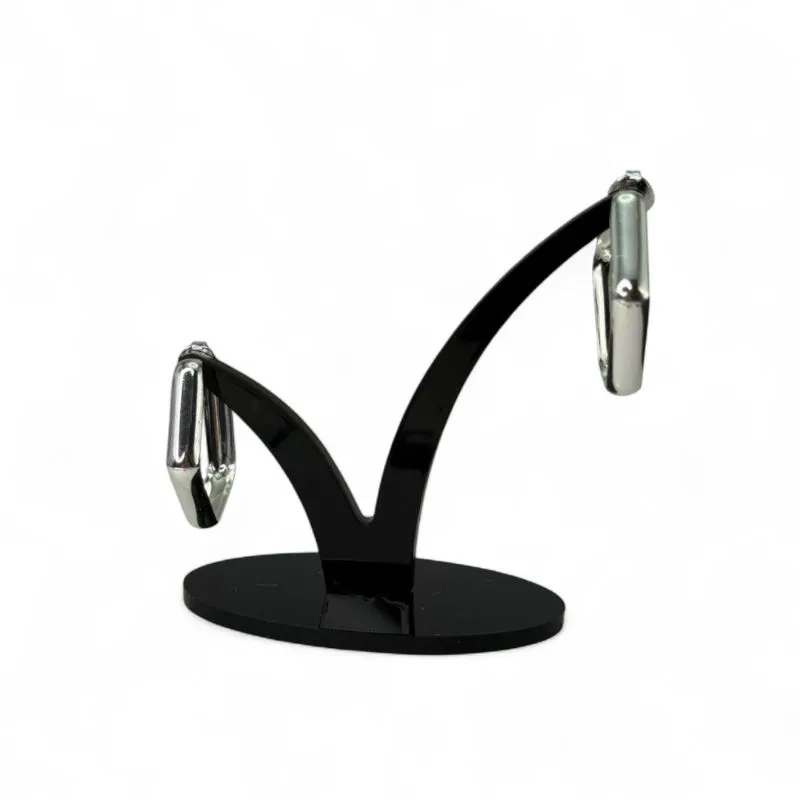 BRINCO ARGOLA GRANDE LARGA FORMATO OCTÓGONO LISO - BANHADO A PRATA 925