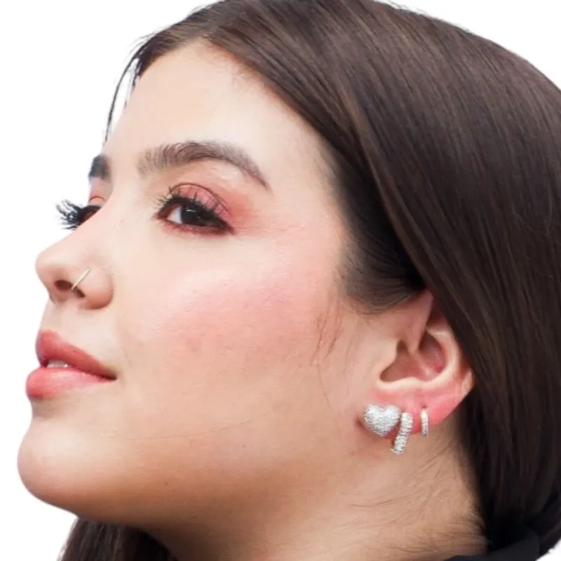 BRINCO CORAÇÃO CHEIO COM MICRO ZIRCÔNIA CRISTAL - BANHADO A OURO 18K