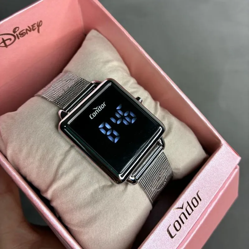 RELOGIO CONDOR FEMININO PULSEIRA ESTEIRA LINHA DISNEY ROSÉ DIGITAL COHB21AAB/4K  - COR AÇO ROSÉ