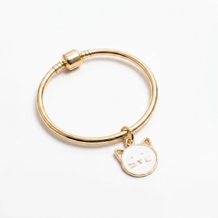 BERLOQUE PENDURADO GATO RESINADO COM ESCRITO I LOVE CATS- BANHADO A OURO 18K
