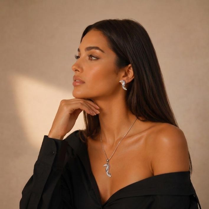 CONJUNTO CORRENTE VENEZIANA COM TUCANO ZIRCONIA COLORIDA- BANHADO A PRATA 925