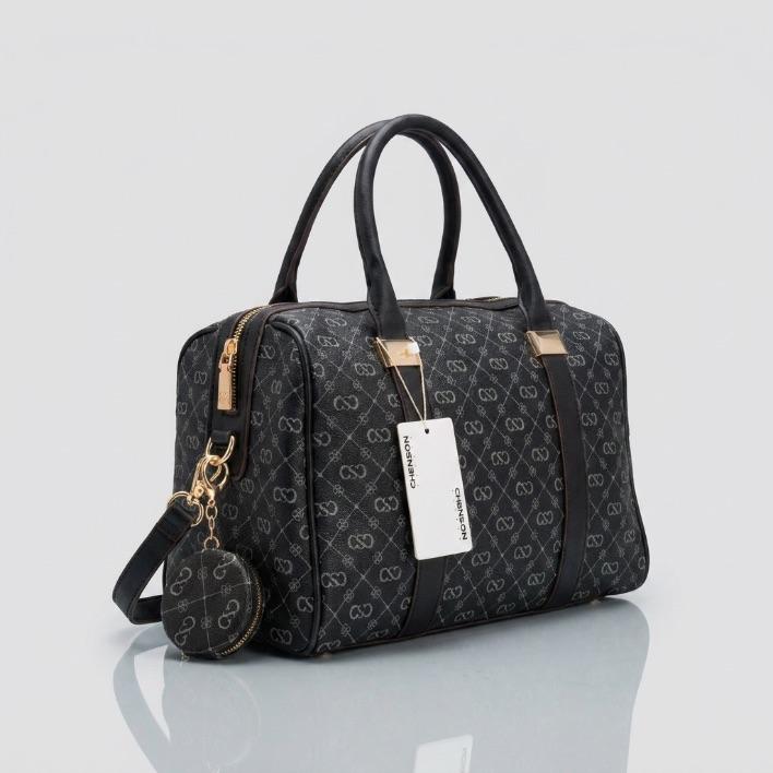 BOLSA REDONDA PRETA + ALÇA REMOVIVEL E CHAVEIRO ESPELHO CHENSON