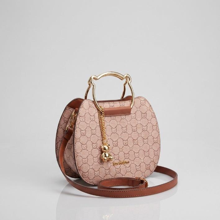 BOLSA ROSA MONOGRAMA GATO ALÇA ORELHA DE GATO + ALÇA REMOVIVEL E CHAVEIRO URSINHO CHENSON