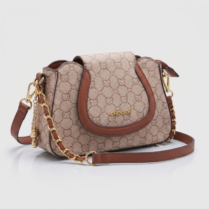 BOLSA ROSA MONOGRAMA GATO + ALÇA REMOVIVEL CORRENT E CHAVEIRO URSINHO CHENSON