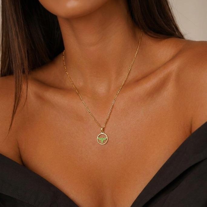 CORRENTE 3X1 ESPIRITO SANTO REDONDO LISO 45CM - BANHADO A OURO 18K