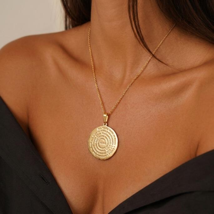 CORRENTE CORDÃO BAIANO COM MEDALHA ORAÇÃO AVE MARIA - BANHADO A OURO 18K