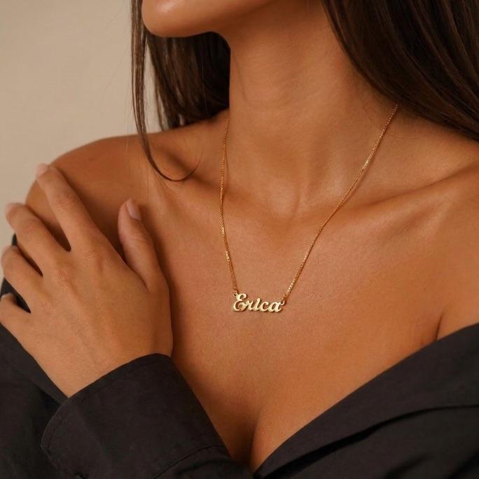 CORRENTE PERSONALIZADA NOME SIMPLES ERICA - BANHADO A OURO 18K
