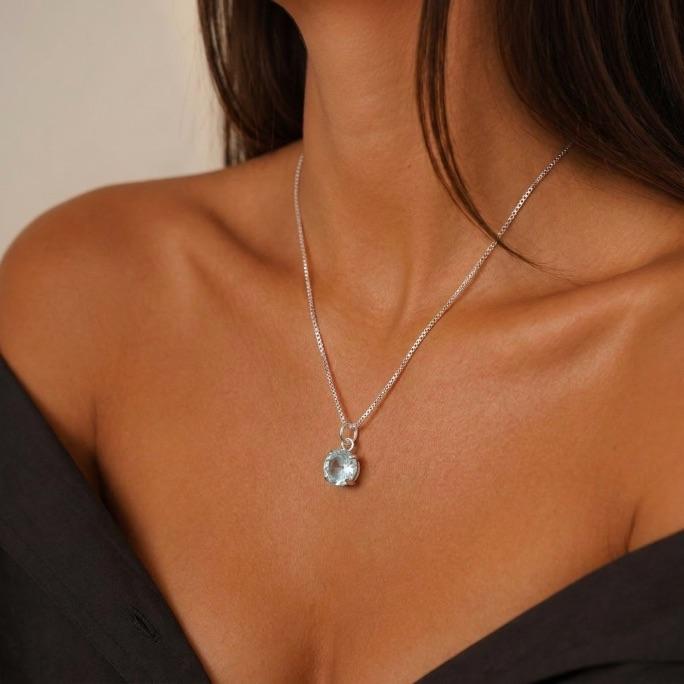 CORRENTE VENEZIANA PONTO DE LUZ REDONDO AZUL TRASLUCIDO LISO S/ EXTENSOR - BANHADO A PRATA 925