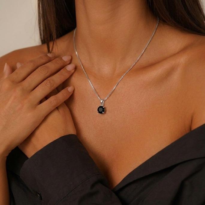 CORRENTE VENEZIANA PONTO DE LUZ REDONDO PRETO LISO S/ EXTENSOR - BANHADO A PRATA 925