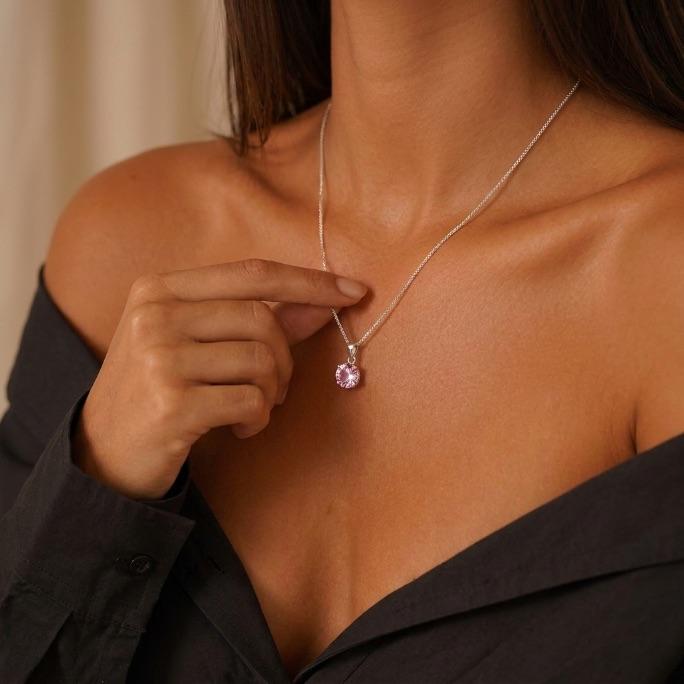 CORRENTE VENEZIANA PONTO DE LUZ REDONDO ROSA BEBE LISO S/ EXTENSOR - BANHADO A PRATA 925