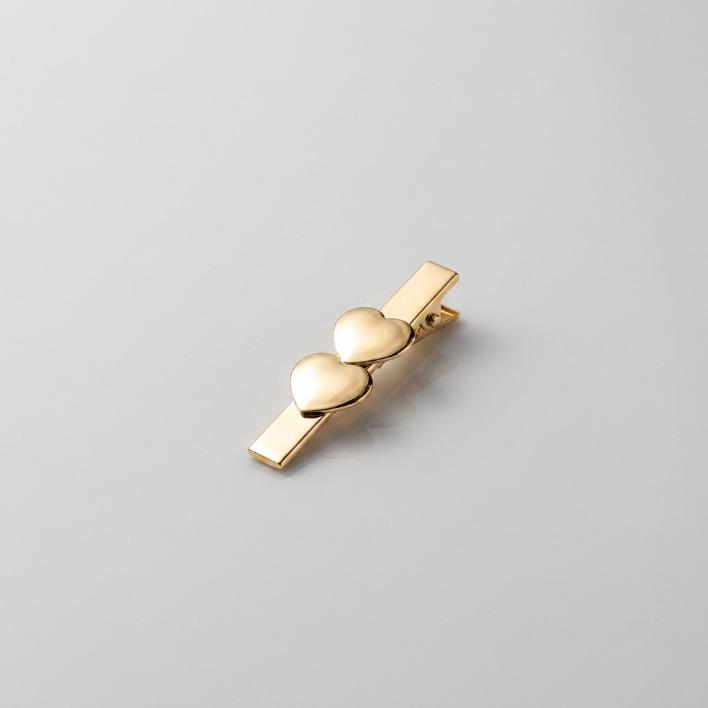 PRESILHA BICO DE PATO COM CORAÇÕES LISO  - BANHADO A OURO 18K