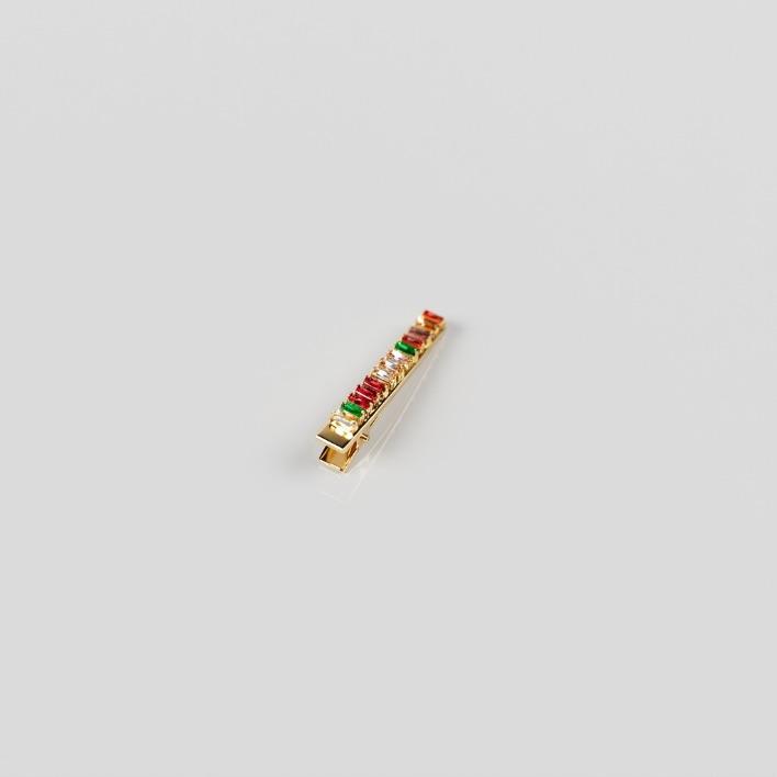 PRESILHA BICO DE PATO COM NAVETE COLORS - BANHADO A OURO 18K