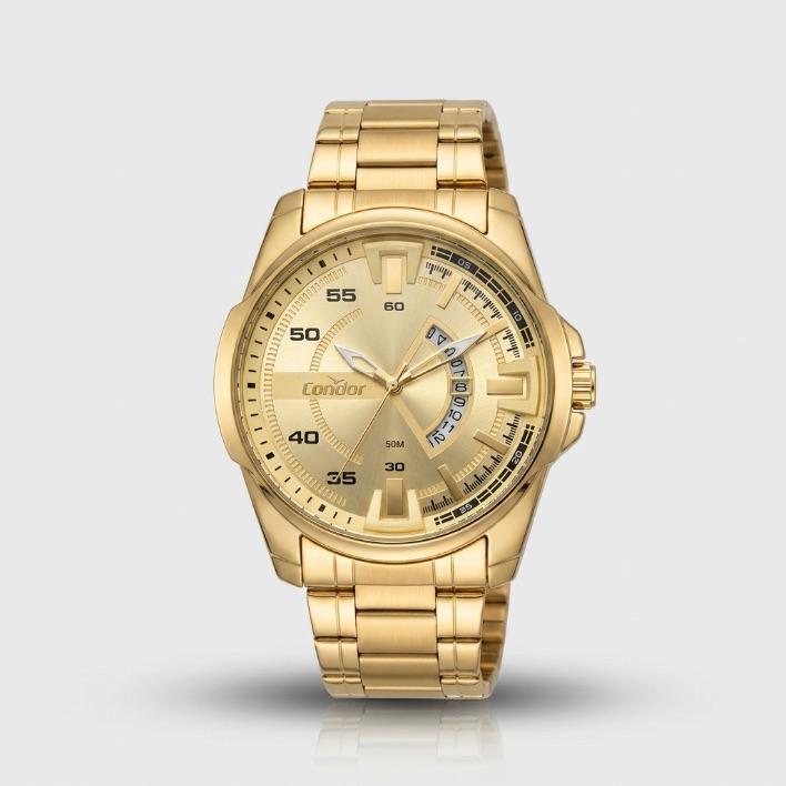 RELOGIO CONDOR MASCULINO DOURADO PULSEIRA BLOCO COM FUNDO DOURADO E DATA C02115MWG/4X- COR AÇO DOURADO