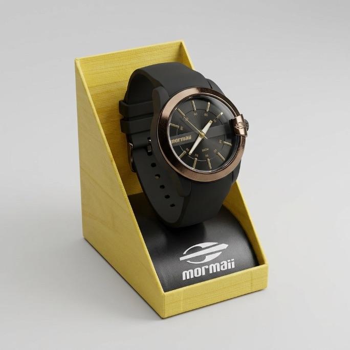 RELOGIO MORMAII MASCULINO PULSEIRA BORRACHA PRETO LATERAL PRETO E FUNDO PRETO COM GRAFITE - MOPC2JAH/8P- COR AÇO GRAFITE