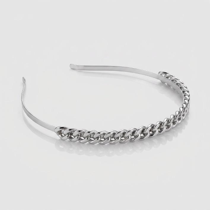 TIARA ELO GRUMET MÉDIO - BANHADO A RÓDIO BRANCO