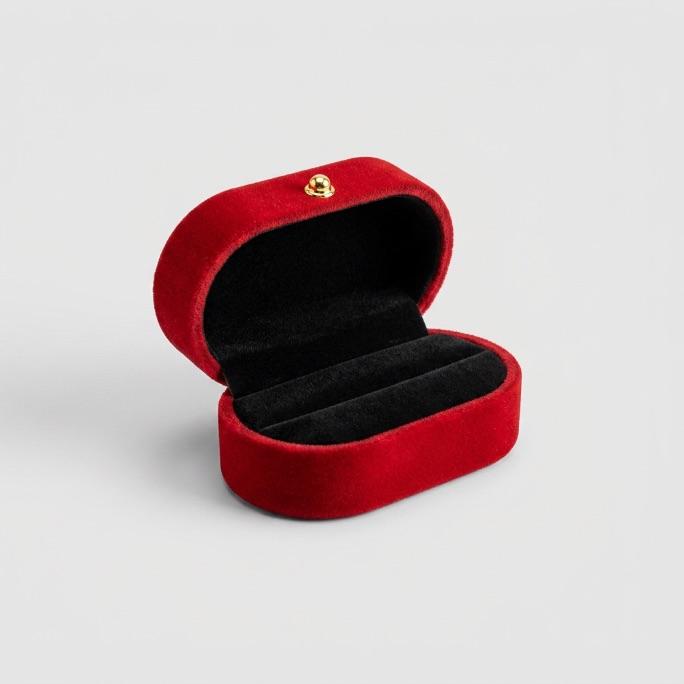 CAIXA DE VELUDO COM MINI FECHO PARA 2 ANEIS - CAIXA VELUDO VERMELHO