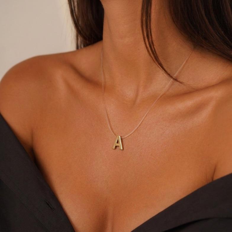 CORRENTE FIO DE SILICONE COM PINGENTE  INCIAL A SIMPLES - BANHADO A OURO 18K