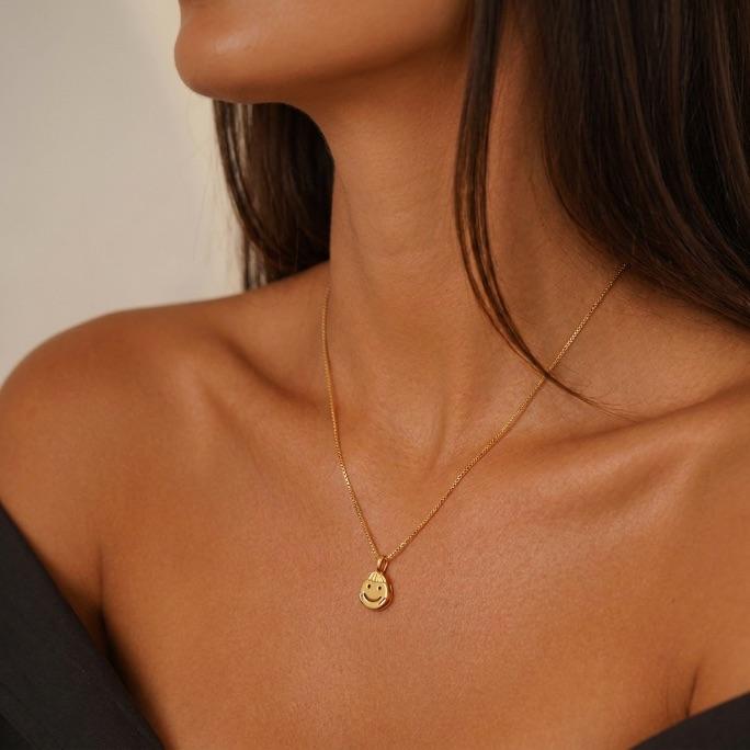 CORRENTE VENEZIANA PINGENTE MENINO REDONDO LISO - BANHADO A OURO 18K