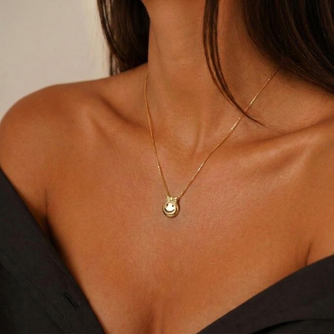 CORRENTE VENEZIANA PINGENTE MENINA LISO REDONDO  - BANHADO A OURO 18K