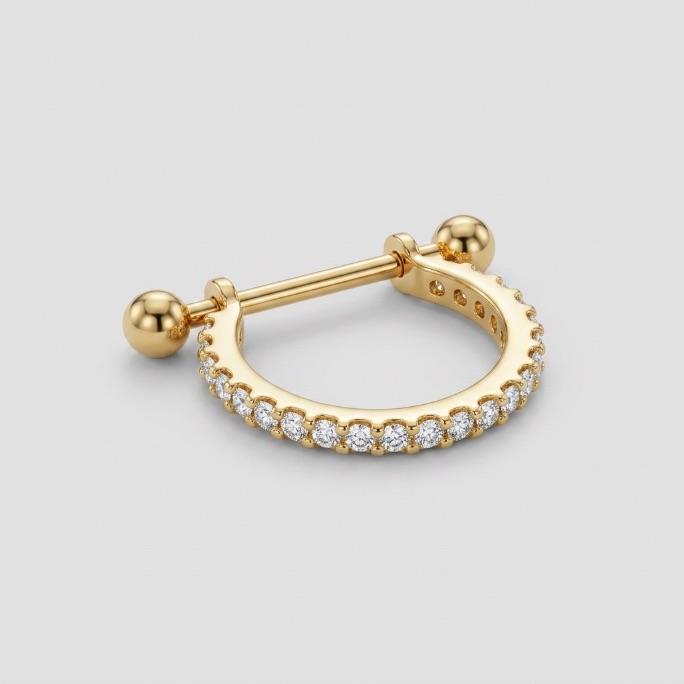 PIERCING CONCH ARGOLINHA CRAVEJADA 6MM -  BANHADO A OURO 18K
