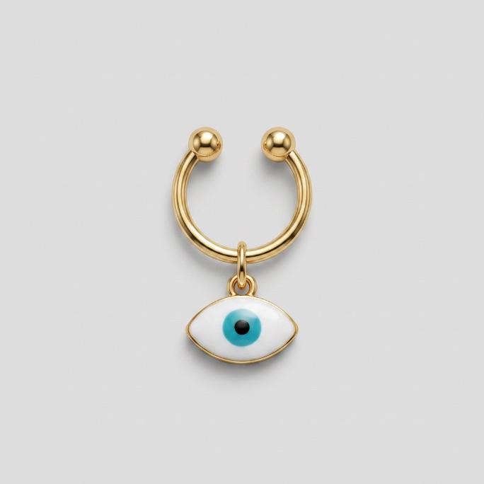 PIERCING FAKE ARGOLA COM OLHO GREGO - BANHADO A OURO 18K