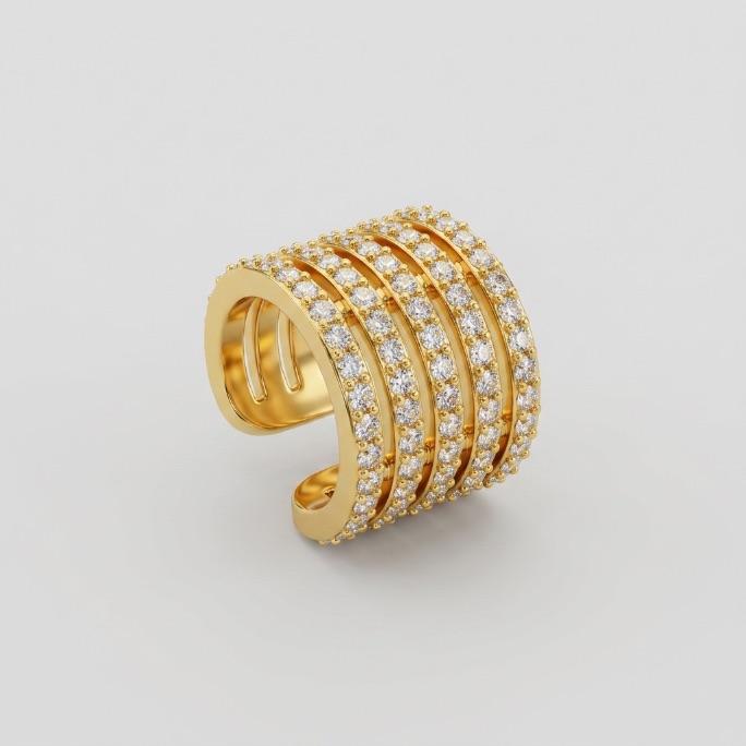 PIERCING FAKE LARGO COM MICRO ZIRCÔNIA CRISTAL- BANHADO A OURO 18K